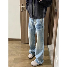 网络图，男春秋美式高级感痞帅直筒牛仔裤XZ302B-1-N30P48，男装牛仔裤，星座302B-1
