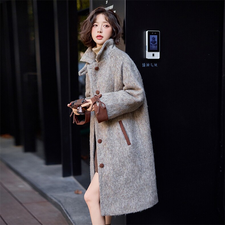 水衣源2701款中长款毛呢大衣加棉加厚外套女,女装毛呢外套,水衣源