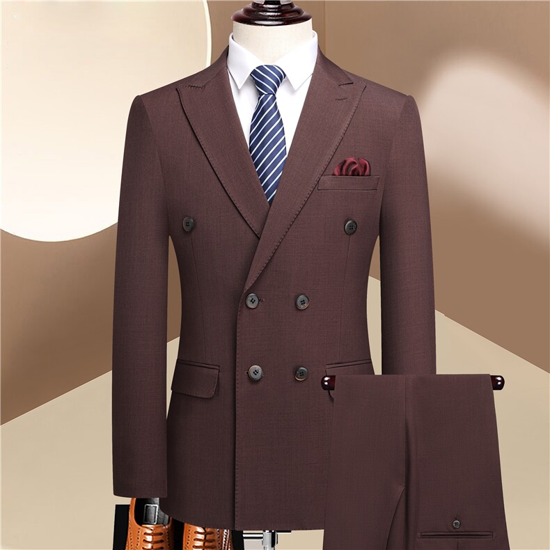 高品质双排扣微弹三件套，胸花需另配，男装西服套装，电商D210