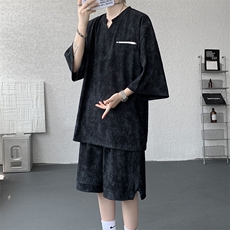 TZ791-特批55控98夏季冰感扎染冰丝速干大码短袖短裤T恤套装男，男装休闲套装，电商A059