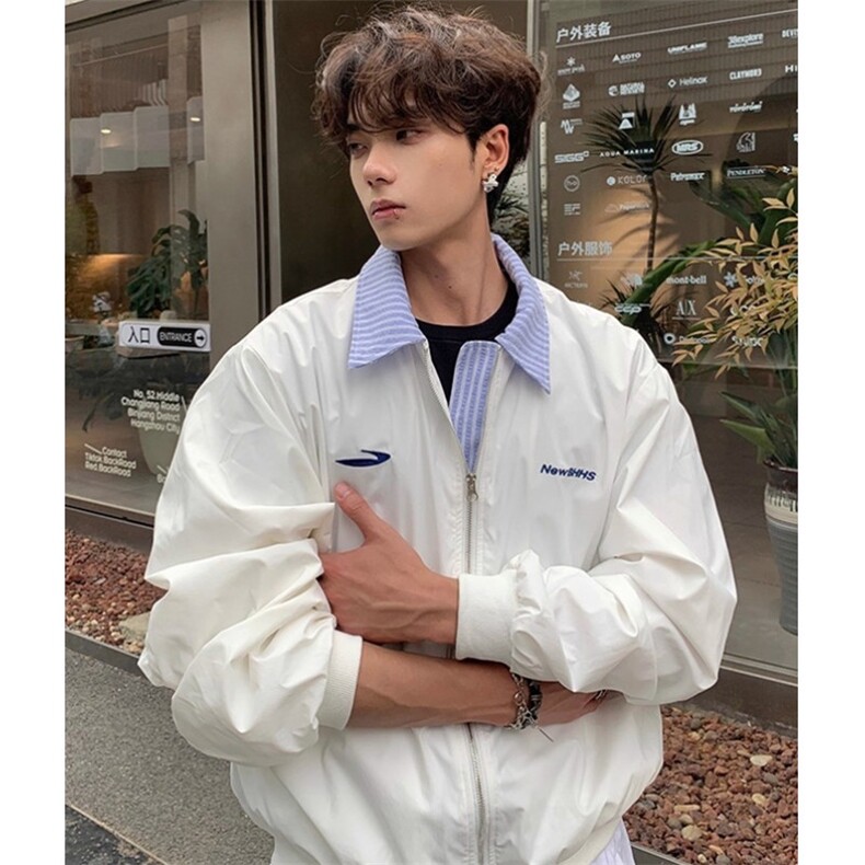 新品假两件外套男春秋美式覆古绣花学院风潮流夹克JK223,男装夹克,星座1116A（原606A-3）