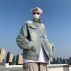 美式hiphop牛仔外套男春秋季设计感上衣宽松立领工装夹克JK8604，男装夹克，星座1116A-1（原606A）