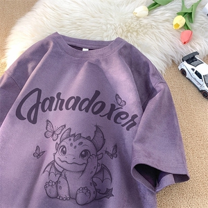 麂皮绒烧花短袖T恤 FSJP254 M-5XL P25控48图片