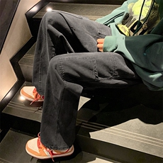 牛仔裤男美式复古宽松直筒阔腿高街vibe做旧拖地裤子N0910-P48，男装牛仔裤，星座308B-1
