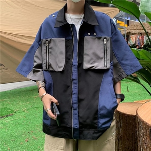慵懒五分袖潮青春流行男标准日系气质新款简约W9240-P48图片