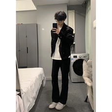 706-1-JK5127-P75特P春季美式短款垫肩夹克外套男痞帅机车服，男装夹克，星座706-1
