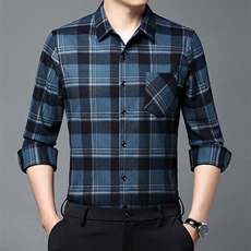 2023秋季新款长袖男士衬衫中年衬衣服爸爸装中老年人宽松休闲上衣，男装衬衫，电商B212（原钱塘6029）