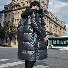 版主推跑量款！中青年90绒羽绒服男长款过膝潮流帅气潮牌外套,男装羽绒服,钱塘723