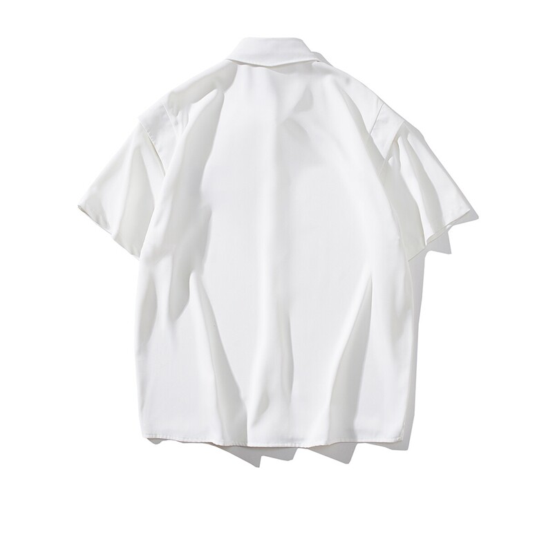 wassuphappy白色短袖衬衫男款夏季潮流高级感痞帅衬衣服休闲外套,男装T恤,电商D232