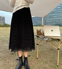 爆-磨毛系列-针织蕾丝半裙，女装半身裙，新袖