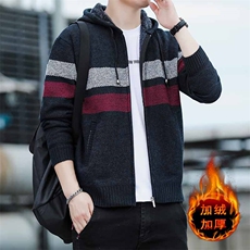 男士时尚连帽毛衣外套加厚加绒毛线衣青少年针织衫百搭开衫MY809，男装针织衫/毛衣，星座1109