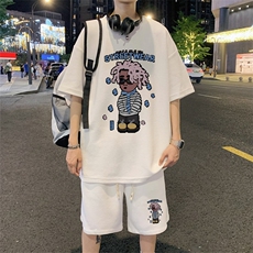 ！直播推荐2023夏季男士华夫格潮牌短袖T恤套装HTZ08P50，男装T恤，电商B220
