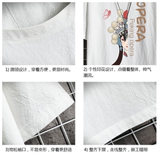 YT26161-P30亚麻短袖t恤男大码五分袖男宽松七分袖网格挂拍，男装T恤，电商A040A
