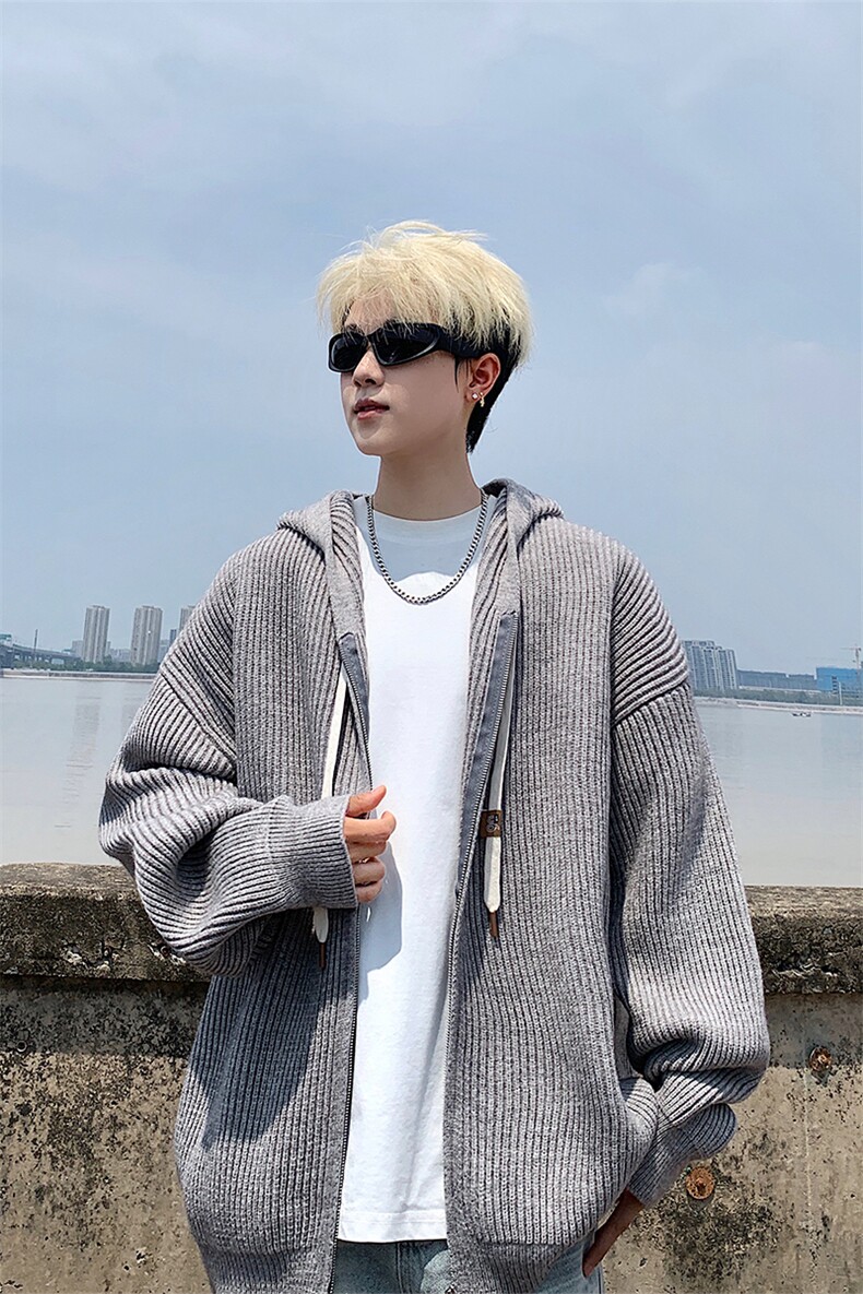 毛衣男秋冬新款港风宽松连帽针织毛衫MYA3-P65,男装针织衫/毛衣,星座214-3