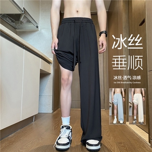 2026夏季新款纯色凉感垂顺宽松休闲冰丝裤B315-K25585-特p30控58图片