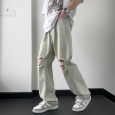 牛仔裤男破洞韩版潮流痞子帅气高街2023夏季新款ins长裤RK195-P41，男装牛仔裤，星座412-3