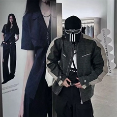 WT89-P75美式拼接冲锋衣外套男女2025新款宽松学生休闲立领，男装夹克，电商B323A