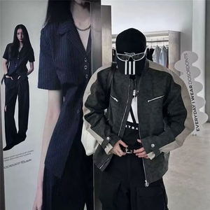 WT89-P75 美式拼接冲锋衣外套男女2025新款宽松学生休闲立领图片