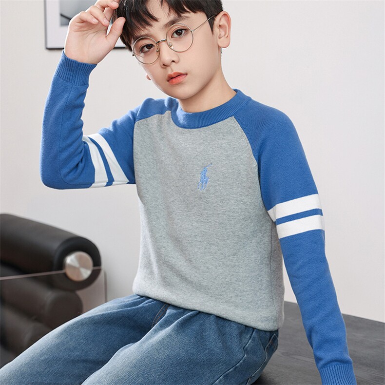 儿童毛衣男童秋冬款中大童针织衫男孩洋气加厚纯棉打底衫上衣,童装儿童针织衫,暖姿羊绒童装店