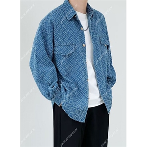 牛仔外套男士春秋外套印花宽松休闲百搭牛仔衣服男装外套 JK864图片