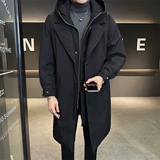 店主分2025年新款男士假两件中长款保暖风衣羽绒服YR8089-P300，男装风衣，电商D240-242