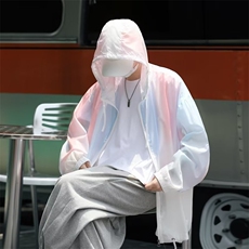 夏季薄款冰丝防晒衣男女情侣潮牌宽松透气连帽外套防晒服FW32-P38，男装夹克，星座1008