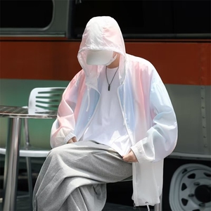 夏季薄款冰丝防晒衣男女情侣潮牌宽松透气连帽外套防晒服FW32-P38图片