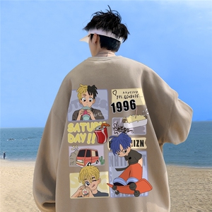 ！直播品质 重磅宽松港风卡通男孩印花圆领卫衣WY103-特p28图片