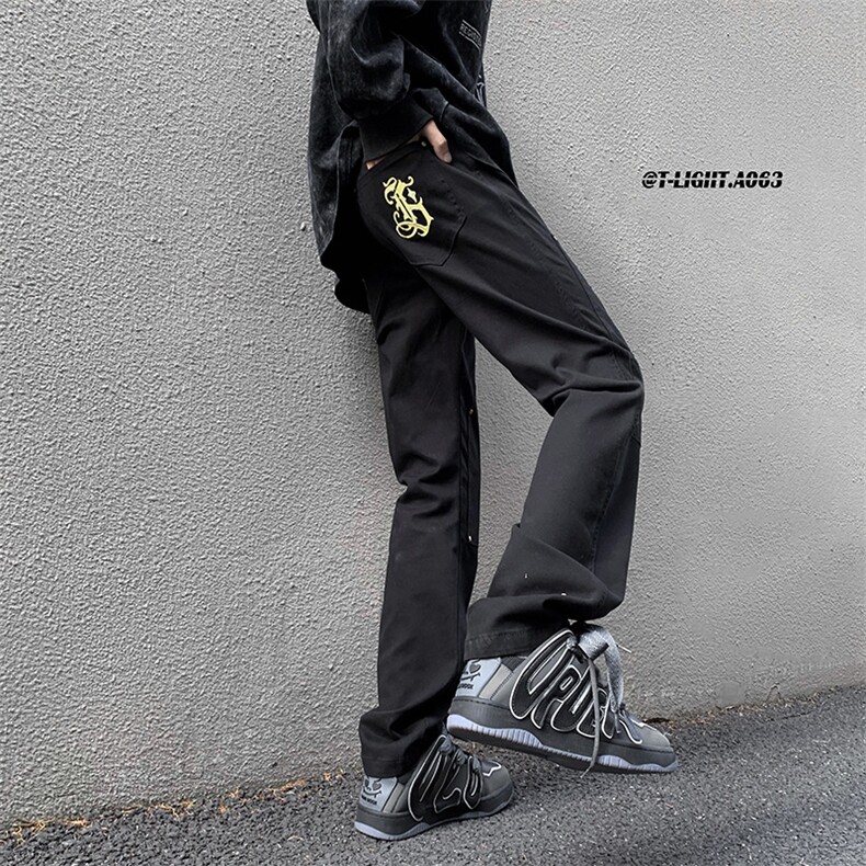 2023早春新款美式高街复古水洗修身弹力休闲直筒裤货号K660P65,男装休闲裤,电商A063