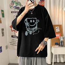 Q11245-P30海绵宝宝春夏季七分袖t恤男大码五分袖男短袖中袖，男装T恤，电商A040