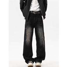 时尚慵懒潮流文艺美式复古春夏季潮牌破洞牛仔裤男新款AM830P45，男装牛仔裤，星座1013-5