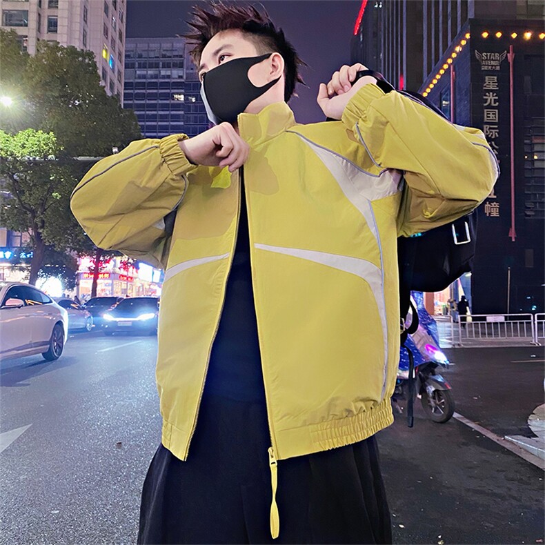 BK13/P118控165春季暗夜行者反光条撞色休闲夹克外套男藏青首1,男装夹克,星座305B