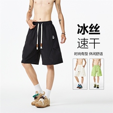 抖音品质夏季新款褶皱速干宽松冰丝短裤B315-K25599-特p25控48，男装牛仔裤，电商B315