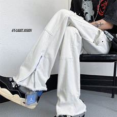 B221美式ins高街暗黑小众破洞拉链牛仔裤LK23069-P65控88，男装牛仔裤，电商B221