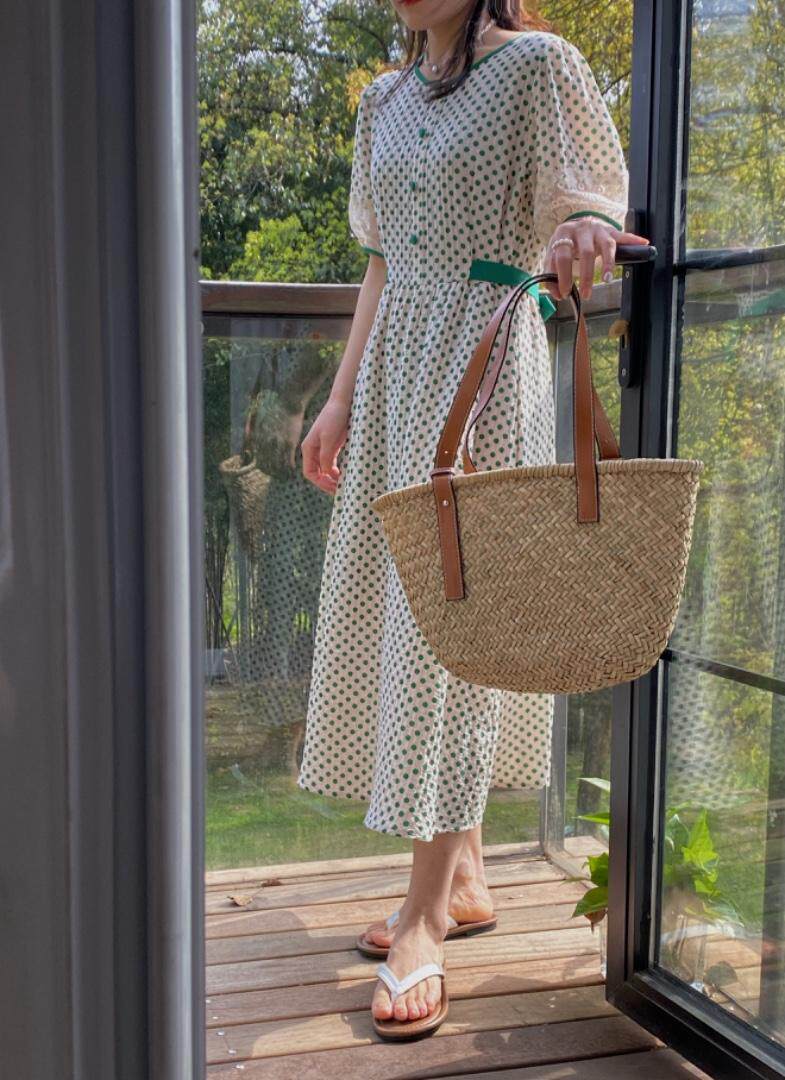 夏装新款波点连衣裙两色，女装连衣裙，咔柠