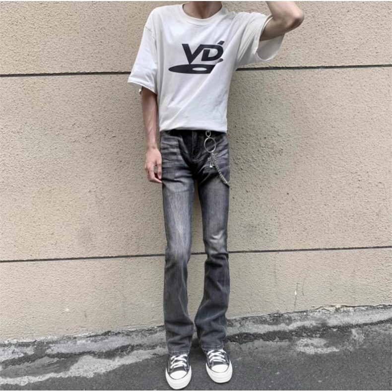 美式潮牌高街牛仔裤修身直筒复古微喇cleanfit裤子男潮WLK255-P47,男装牛仔裤,星座1008