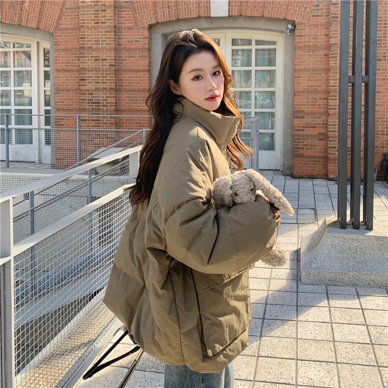 多巴胺粉红色羽绒服女冬季2025超火好看高级小众宽松保暖加厚外套,女装羽绒服,2C122
