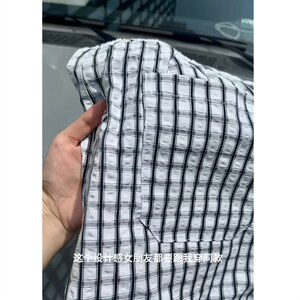的泡泡纱格子冰丝凉感五分短裤宽松 现货2000件 K997/特P20图片