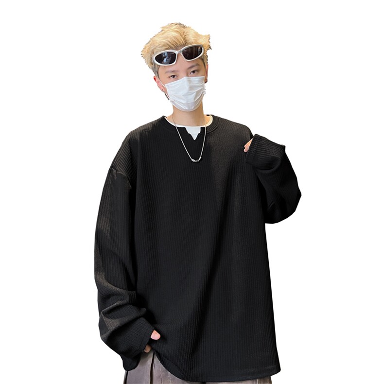 量大优供视频港风摆拍大码V领长袖T恤卫衣男CP81-特p25,男装T恤,电商B371