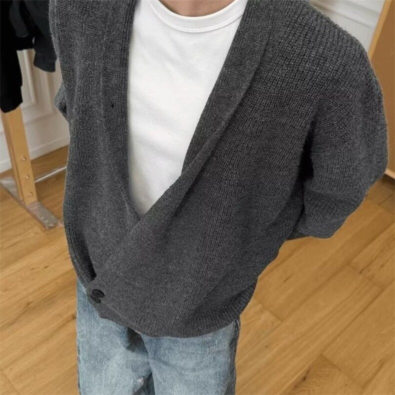 毛衣外套男春秋季日系潮牌重磅宽松立领针织开衫男士百搭休闲上衣,男装针织衫/毛衣,星座1210-1