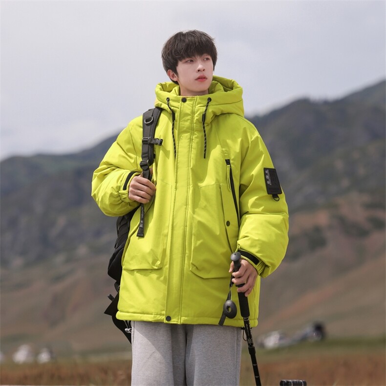 冬季男女登山服白鸭绒连帽纯色工装羽绒服外套A406 Y93987 P238图片