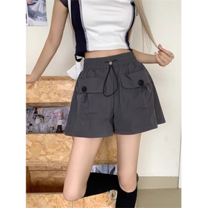 JK2506-p30 辣妹速干工装短裤女夏季大口袋抽绳A字休闲阔腿裤图片