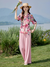 现货！夏季新款2025套装女时尚气质优雅简约洋气时髦两件套，女装套装/套裙，涵墨