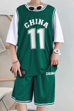 新款篮球套装短裤假两件2021学生五分短袖T恤11号现货T127-P32，男装T恤，星座512-2