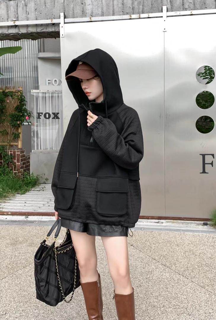 爱美欧，现货，拼接卫衣加厚，女装卫衣/绒衫，爱美欧