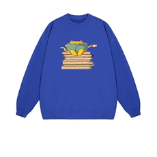 2025年秋季长袖套头长袖时尚百搭通勤简约休闲看书的猫，女装卫衣/绒衫，花可