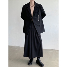 新中式金属配饰西装外套男女暗黑系宽松盘扣西服2377-P105，男装西服套装，星座512-1（原513-3）