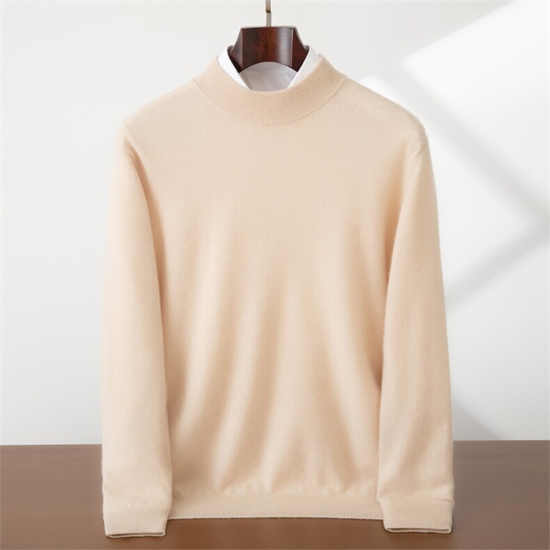 2025年秋季平面半高领时尚百搭休闲，男装羊绒套衫，蜜暖羊