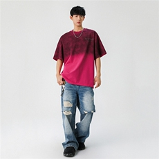 2025新款潮牌短袖宽松韩版字母印花扎染工艺T恤T9017/P5588，男装T恤，星座202-3