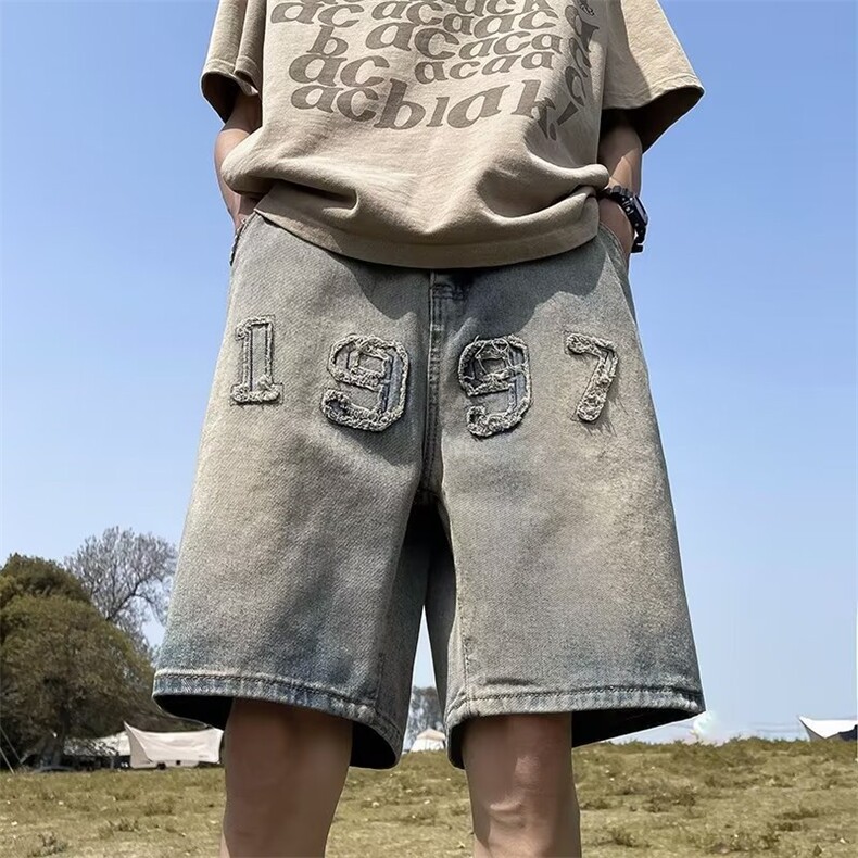 美式vibe裤子高街水洗牛仔裤男设计感小众拉链裤K733P36图片